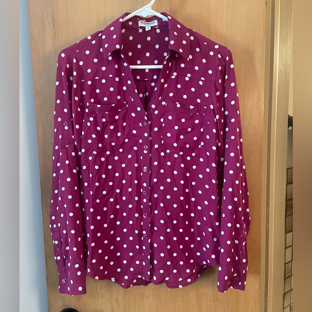 Express- xs - long sleeve blouse/button down, purple pink color